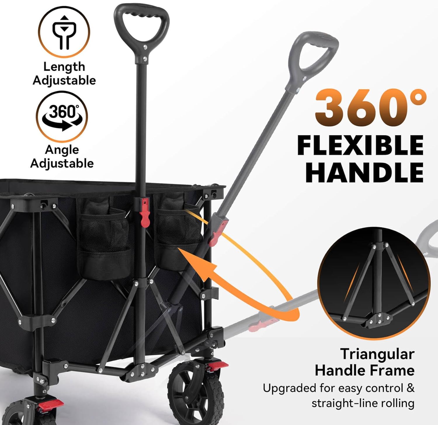 Heavy-duty steel frame and 600D Oxford fabric construction of Hikenture folding utility wagon durability