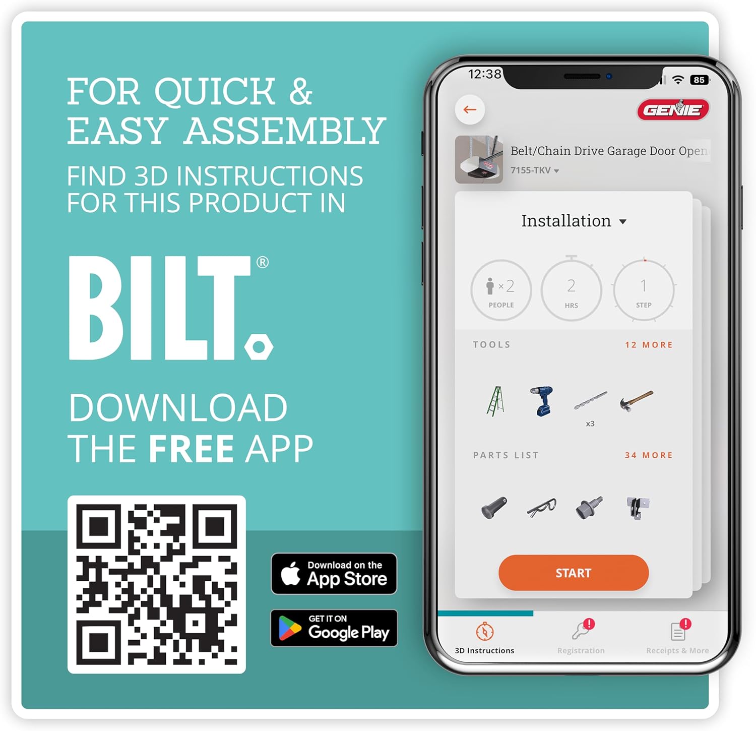 Genie ChainDrive 550 pre-programmed 3-button remotes and wireless keypad accessories