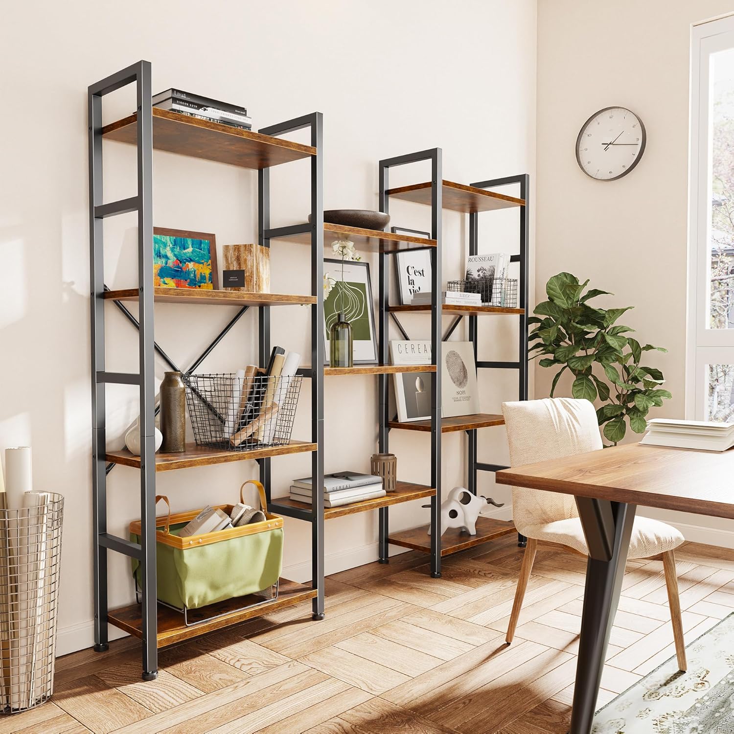 Minimalist home office storage with SUPERJARE bookshelf