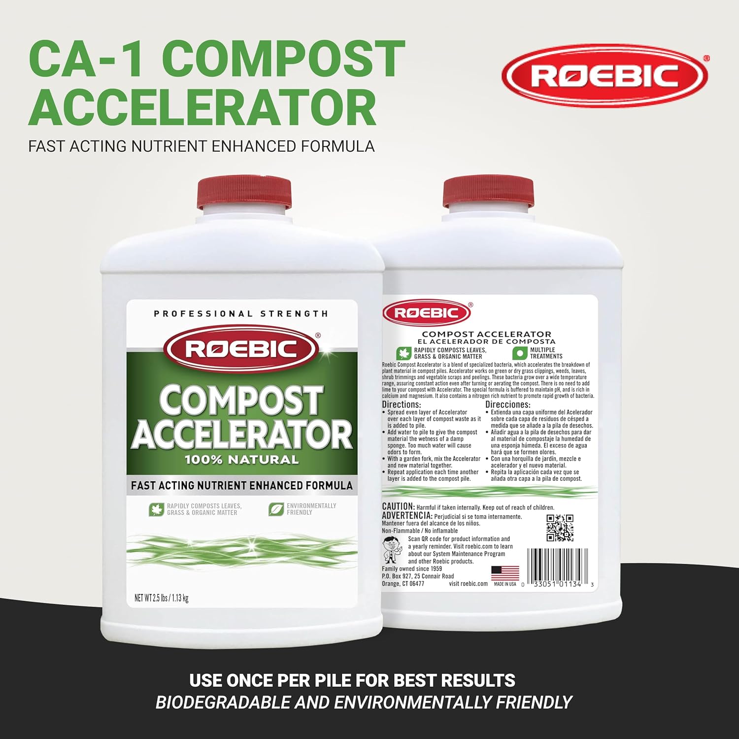 Applying Roebic CA-1 compost accelerator to organic garden waste and grass clippings