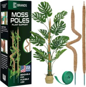 K-Brands 28 inch bendable moss pole for monstera plant support 2 pack with coconut fiber