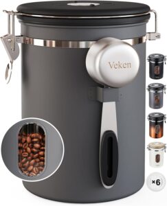 coffee canister 2025 with transparent window showing coffee beans inside