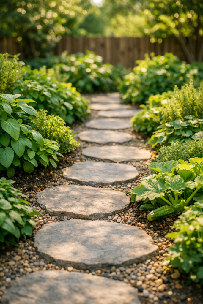 best DIY garden landscaping ideas for 2026 Natural stone stepping stones pathway through
lush green garden with gravel and plants on both sides